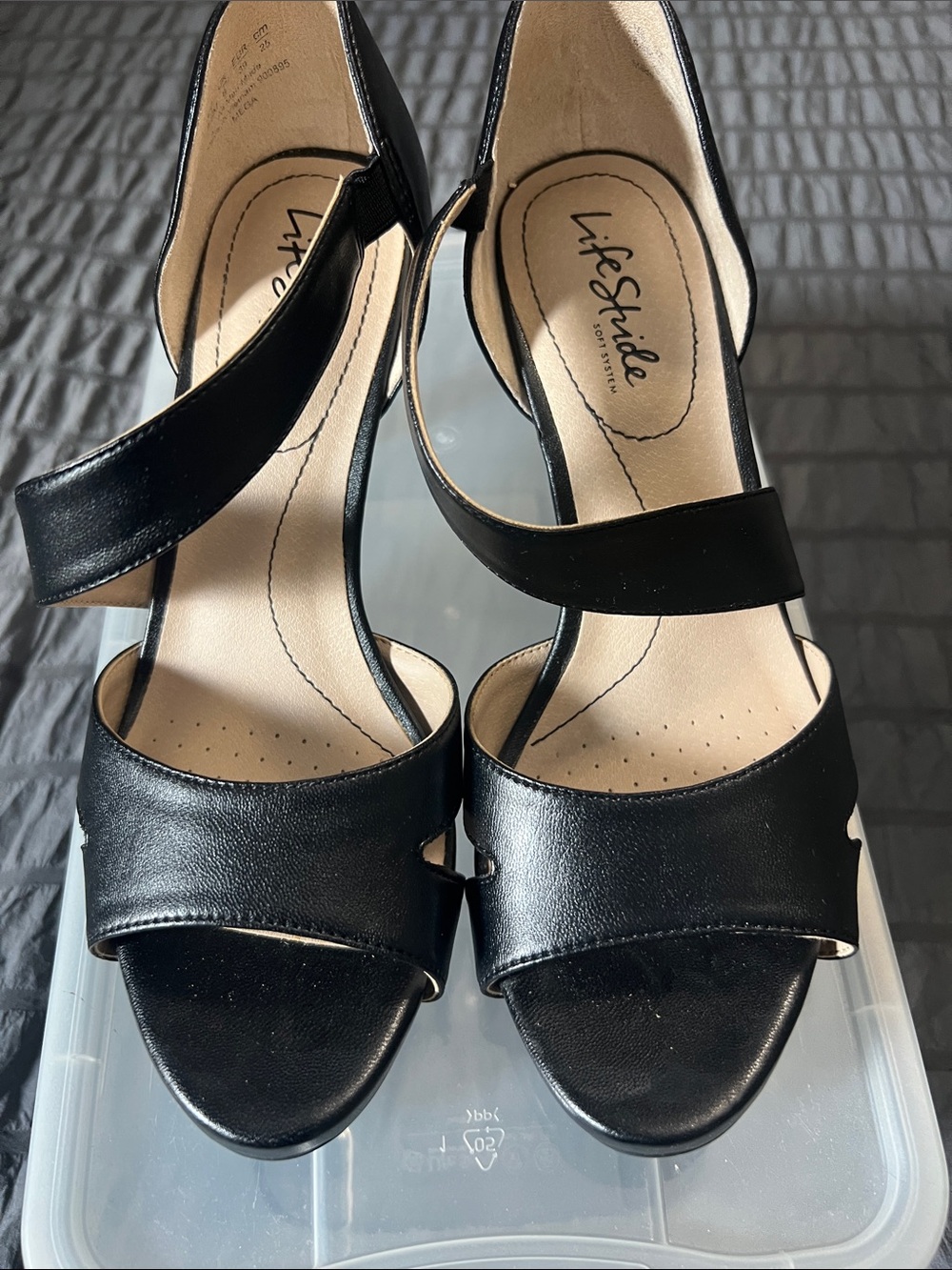 Life Stride Black Strappy Open-Toe Heels